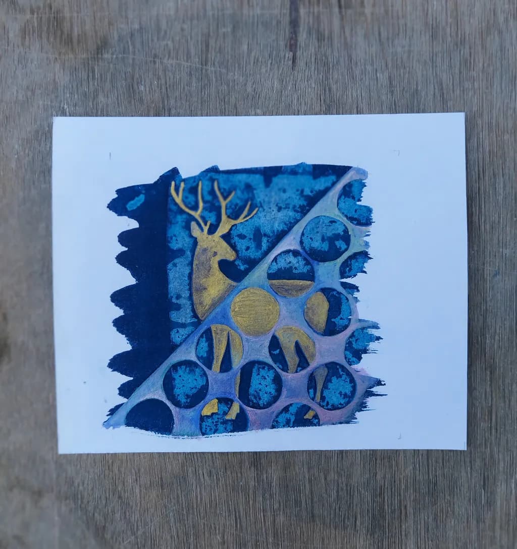 Stag in Blue Geometry