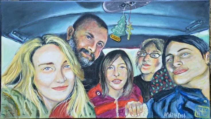 Joyful Journeys: A Colorful Portrait of Friendship in the Car