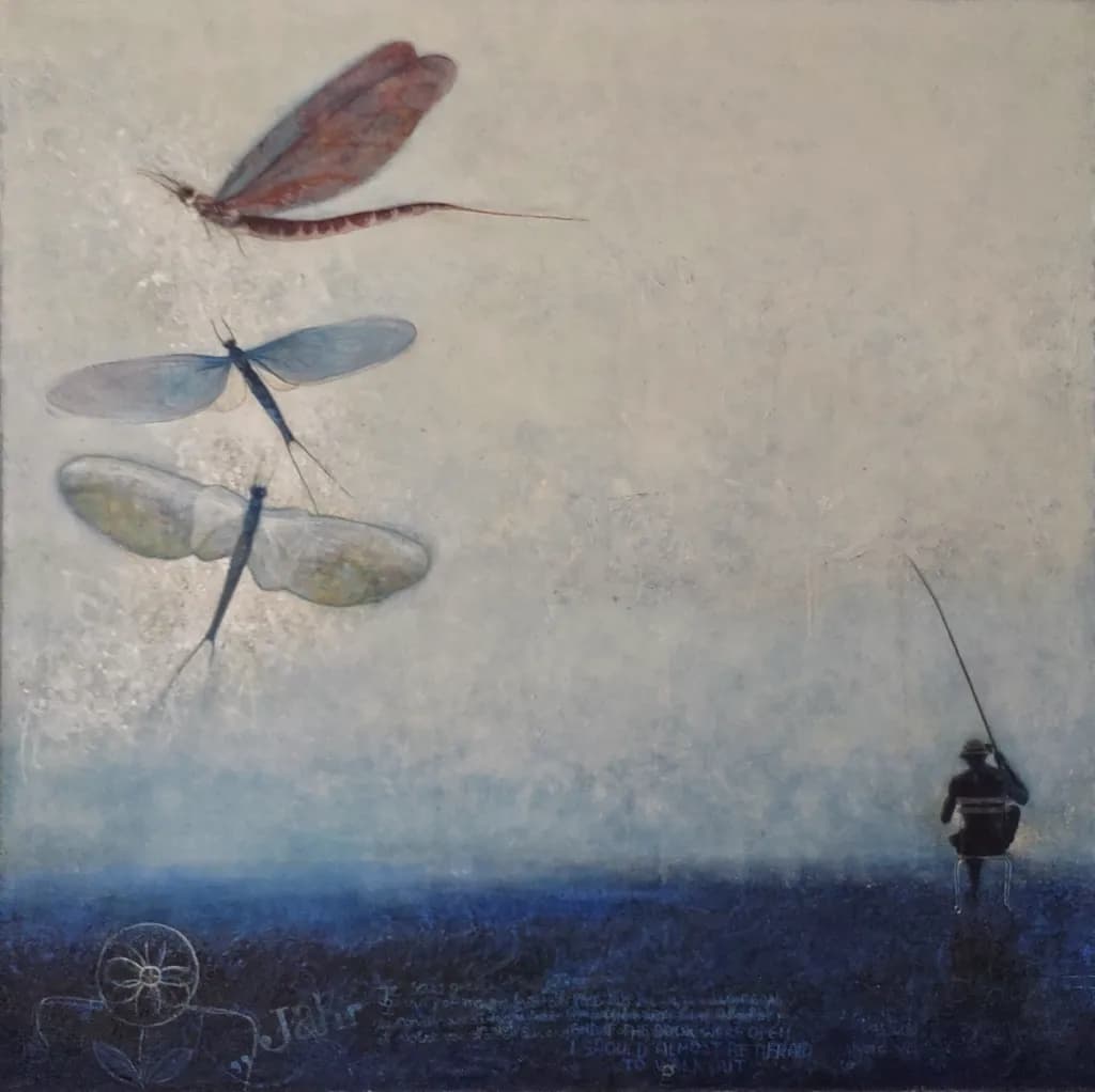 Whispers of Nature: A Fisherman’s Dream Beneath the Dance of Dragonflies