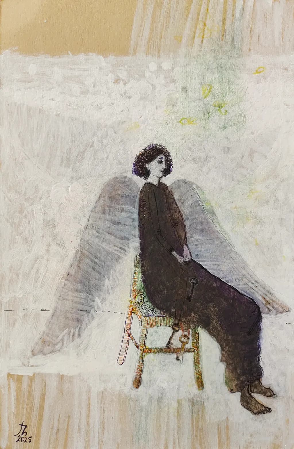 Whispers of Solitude: An Angel's Reflection in Stillness