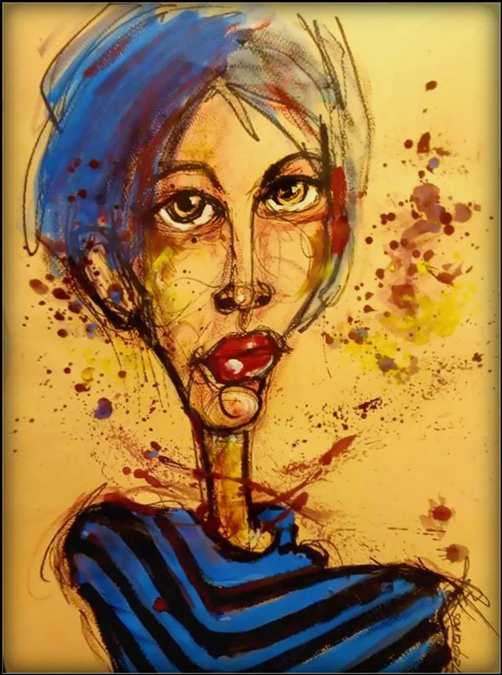 Expressive Portrait with Blue