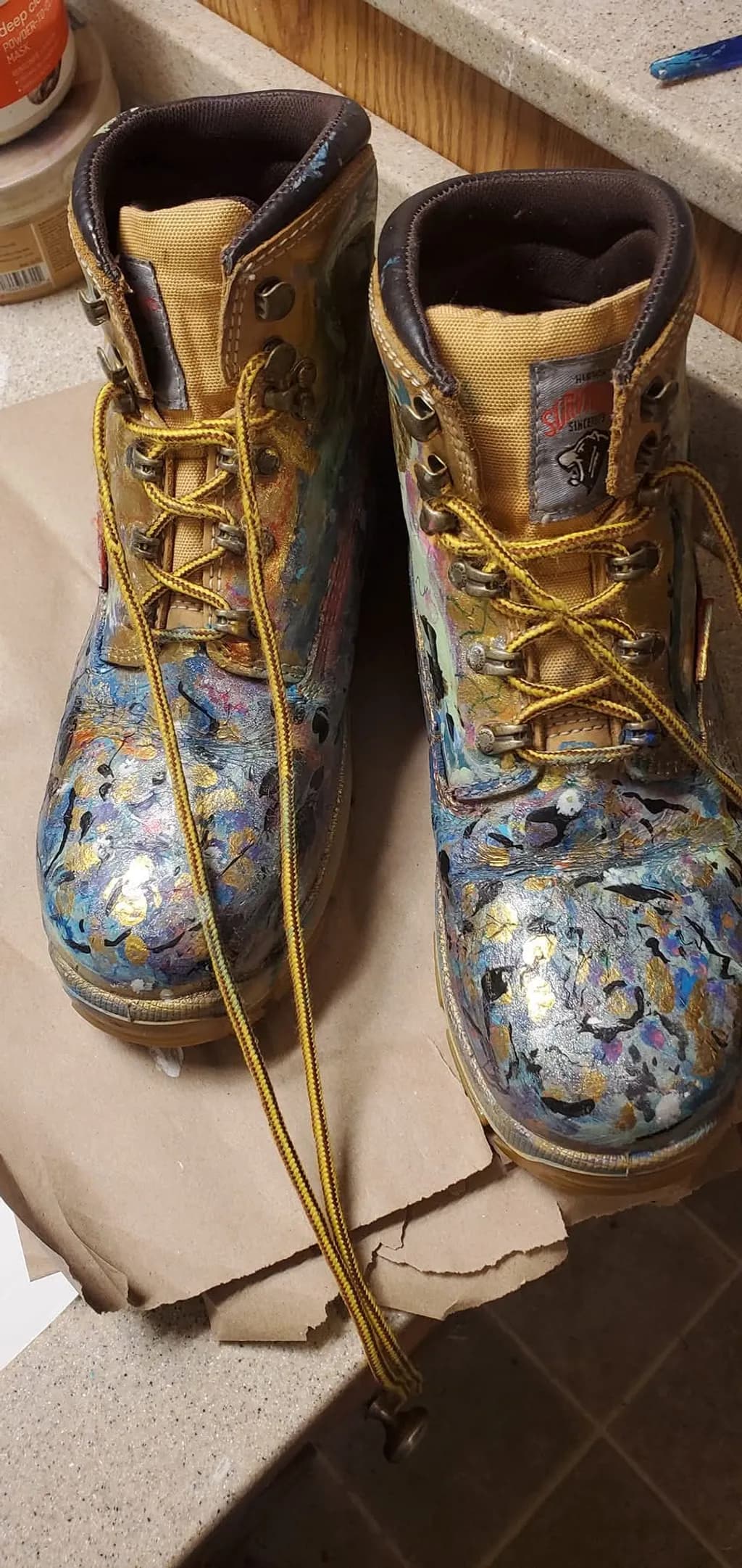 Painted Work Boots