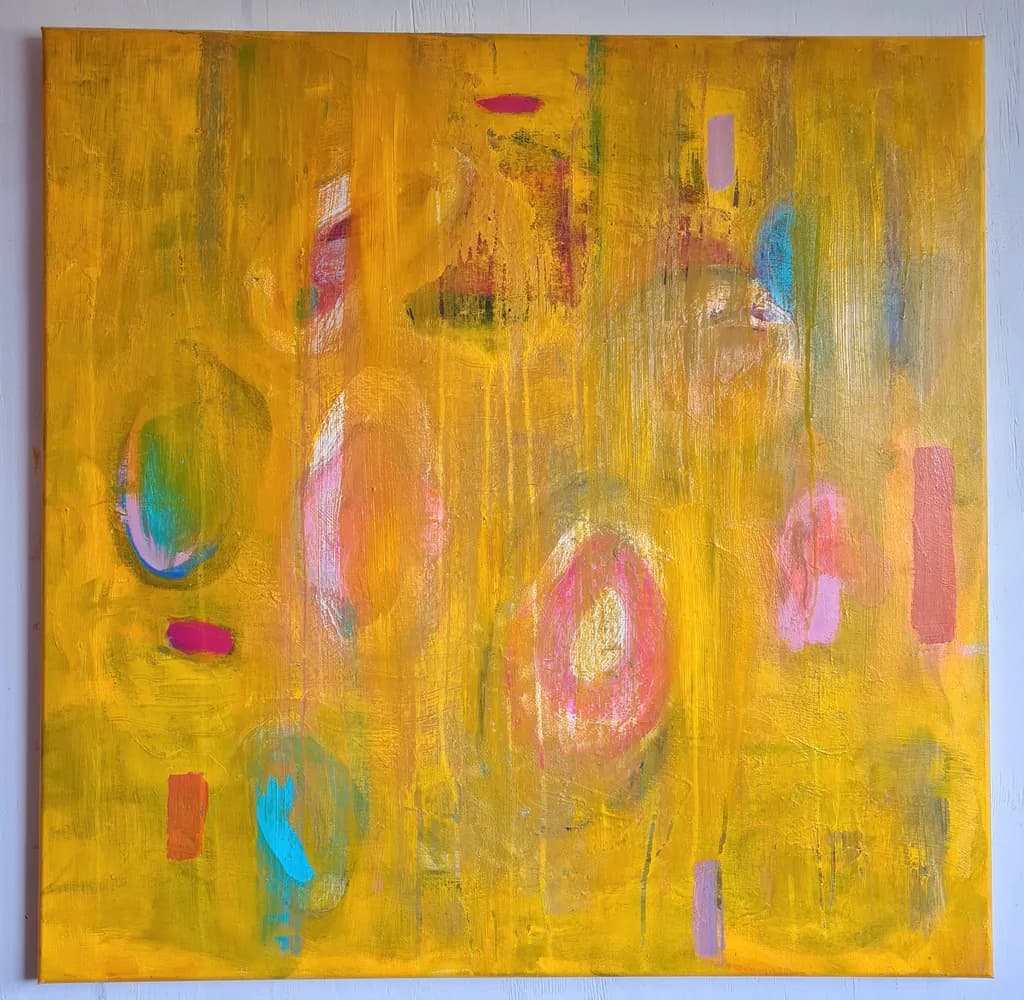 Vibrant Harmony: A Dance of Color and Light on Yellow Canvas