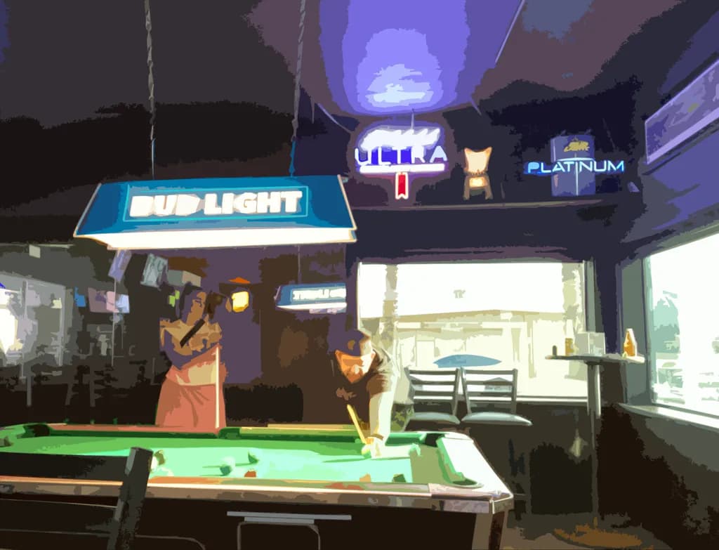 Neon Dreams: A Vibrant Evening at the Pool Table