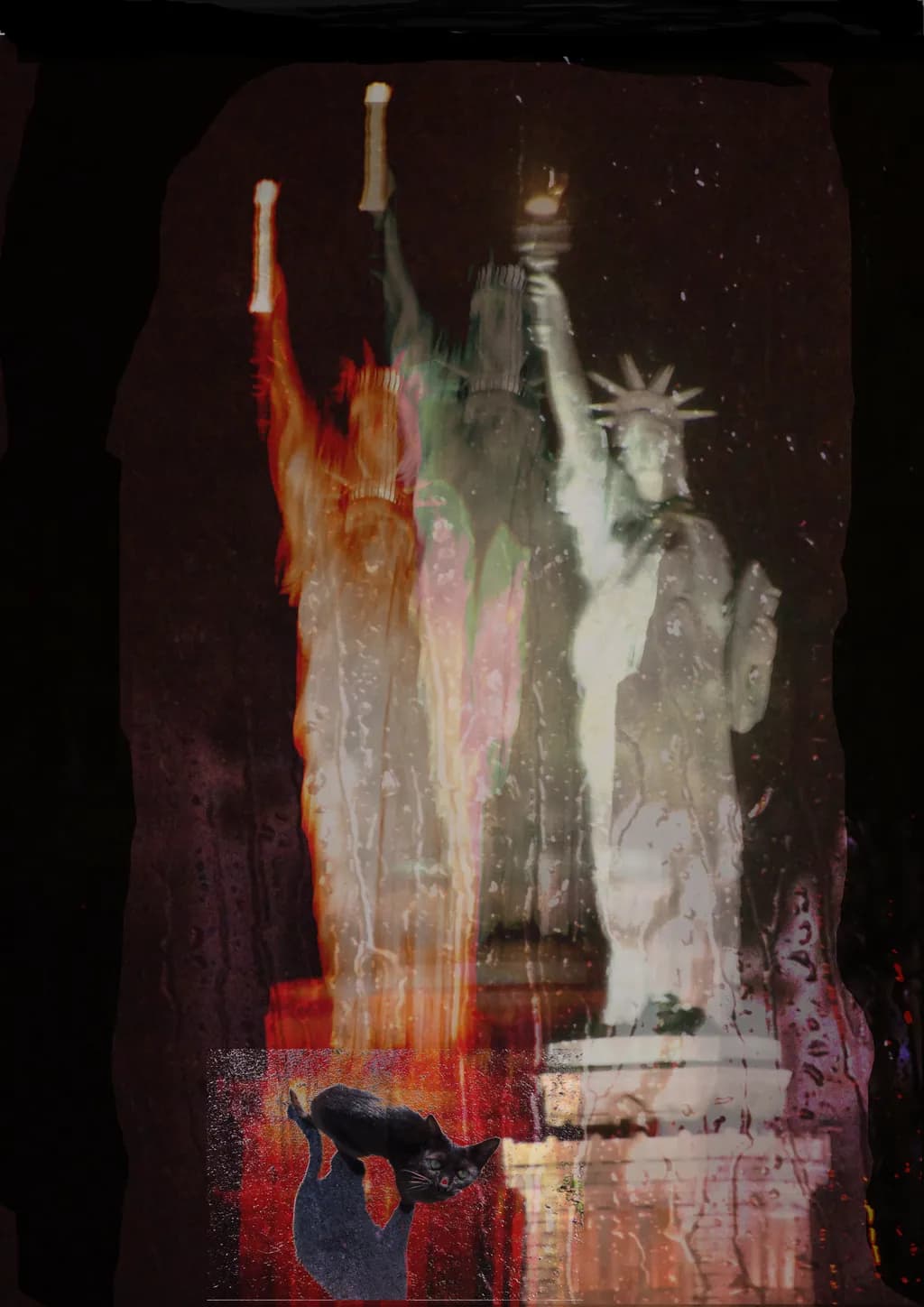 Statue of Liberty Times Three with Cat