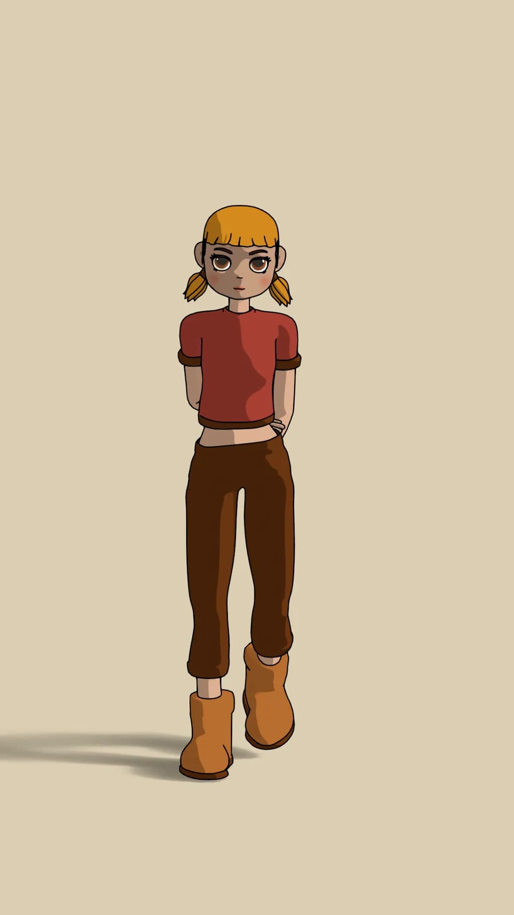 Playful Character in Casual Style: A Stylized Illustration of Youthful Spirit