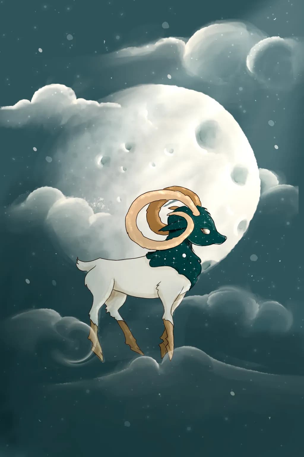 Moonlit Reverie: The Starry Goat