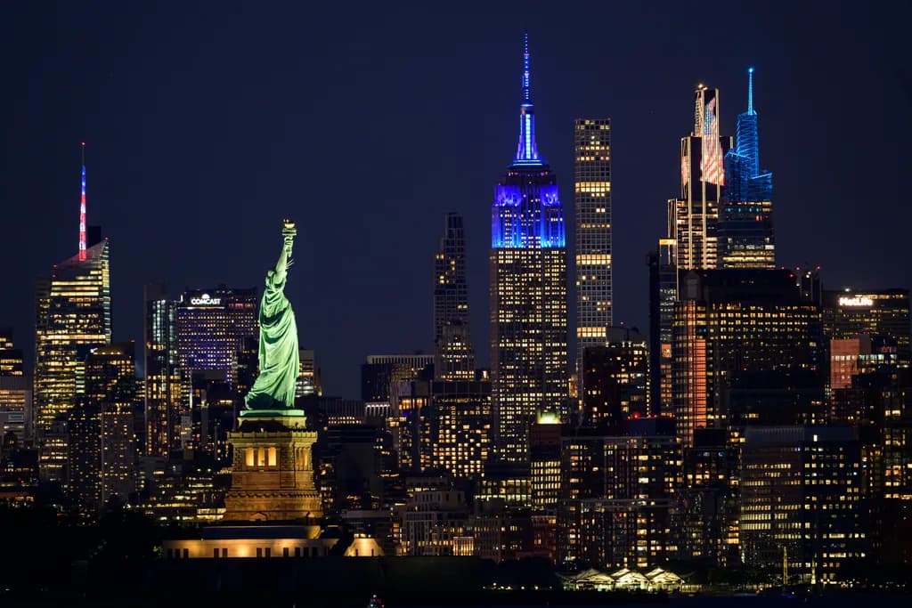 Liberty and New York Skyline