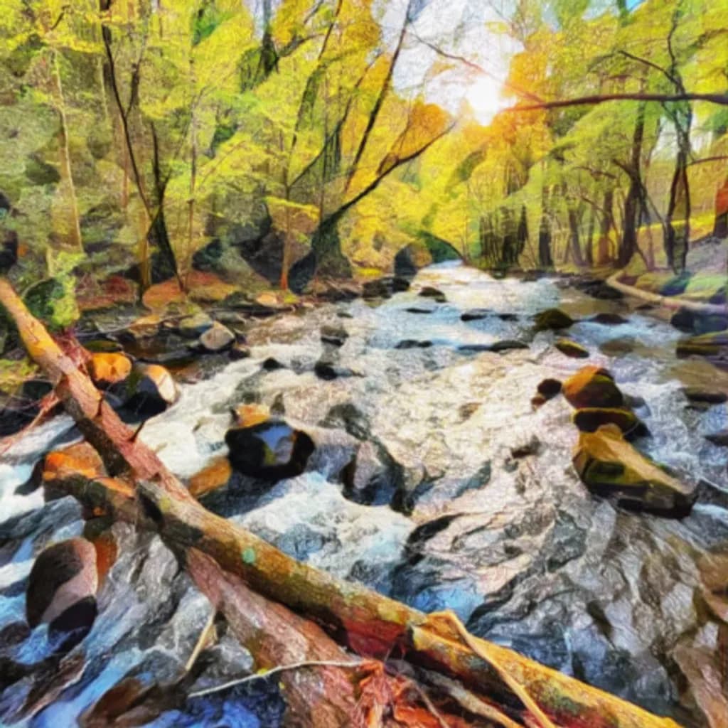 Sunlit Forest Stream