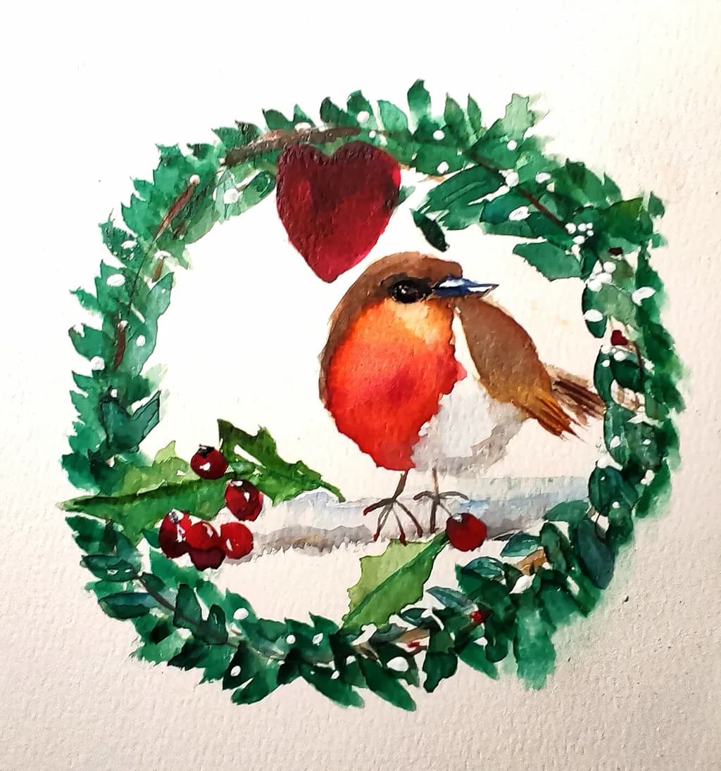Spirit-Led Robin: A Watercolour Embrace of Nature's Heart