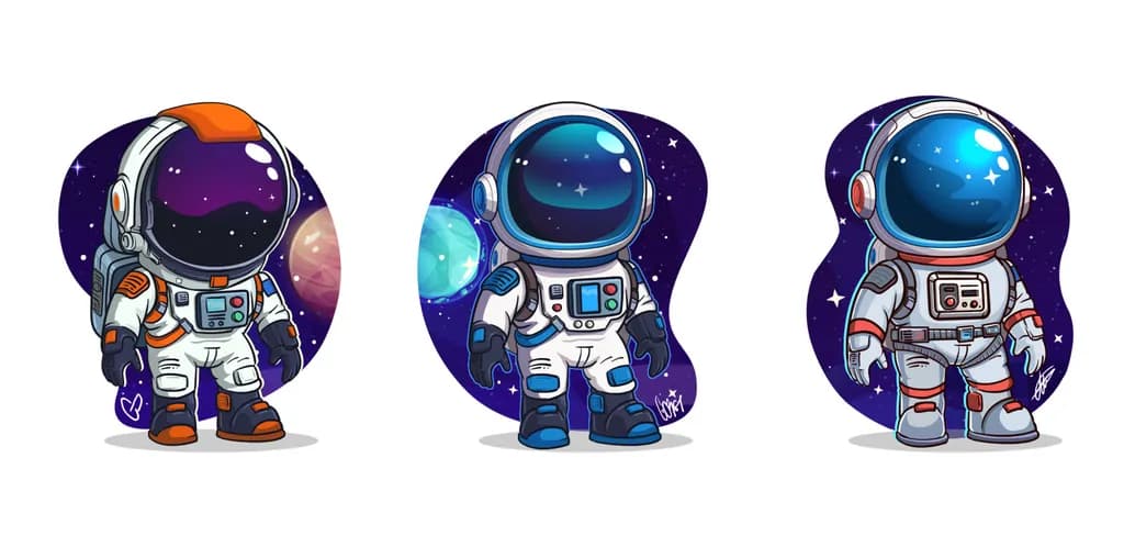Astronaut Trio Illustration