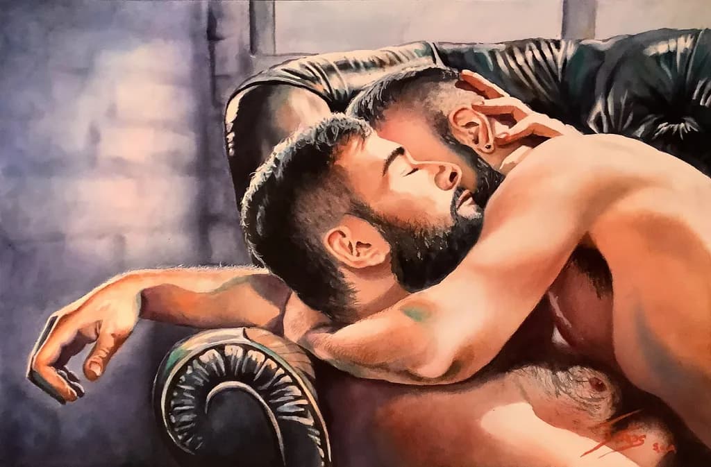 Embrace of Serenity: A Tender Moment Captured in Watercolor