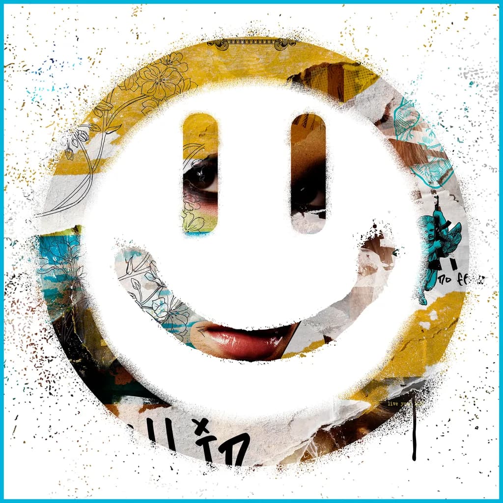 Whimsical Fusion: A Playful Smile Amidst Urban Artistry