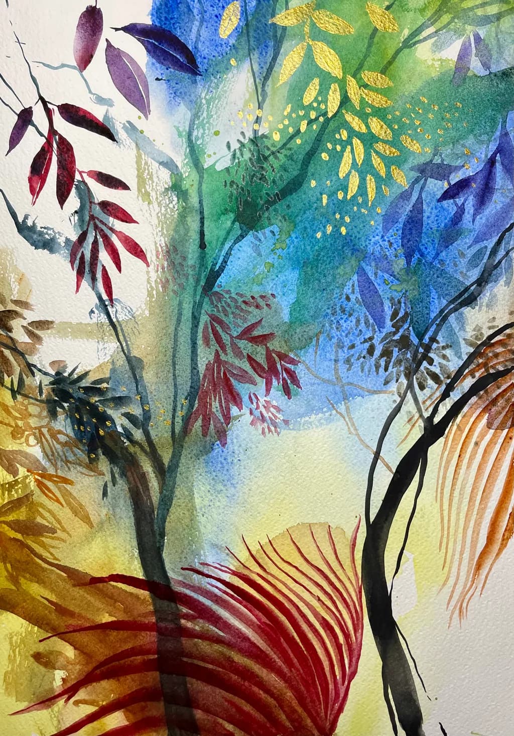 Whispers of Nature: A Vibrant Watercolor Journey Through Leaves and Colors
