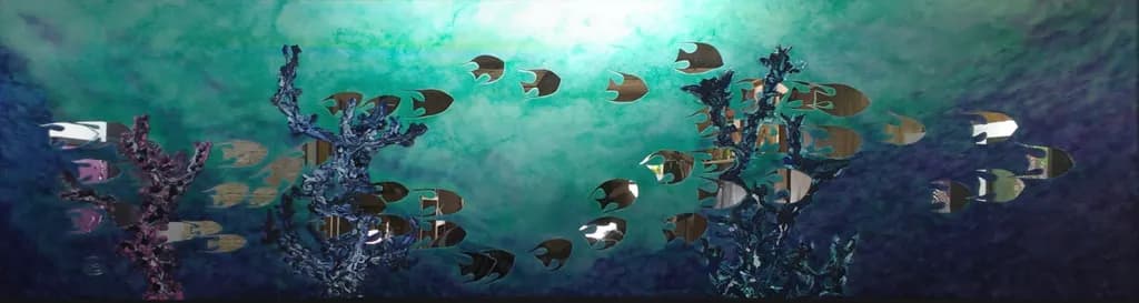 Blue Coral and Fish Scene