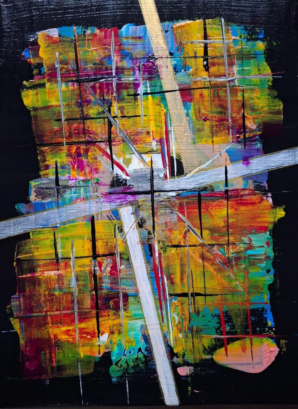 Vibrant Crossroads: A Dance of Color and Form