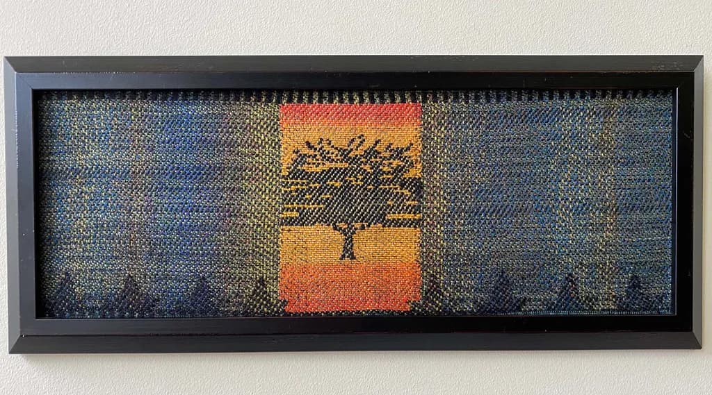 Woven Dreams: A Colorful Landscape of Nature's Embrace in Framed Textile Art