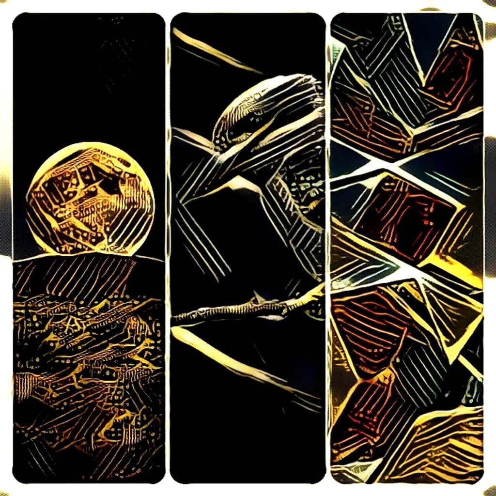 Golden Geometric Triptych