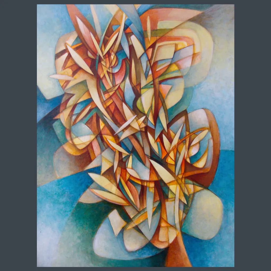 Dynamic Geometric Harmony: A Colorful Abstract Journey Through Layered Forms