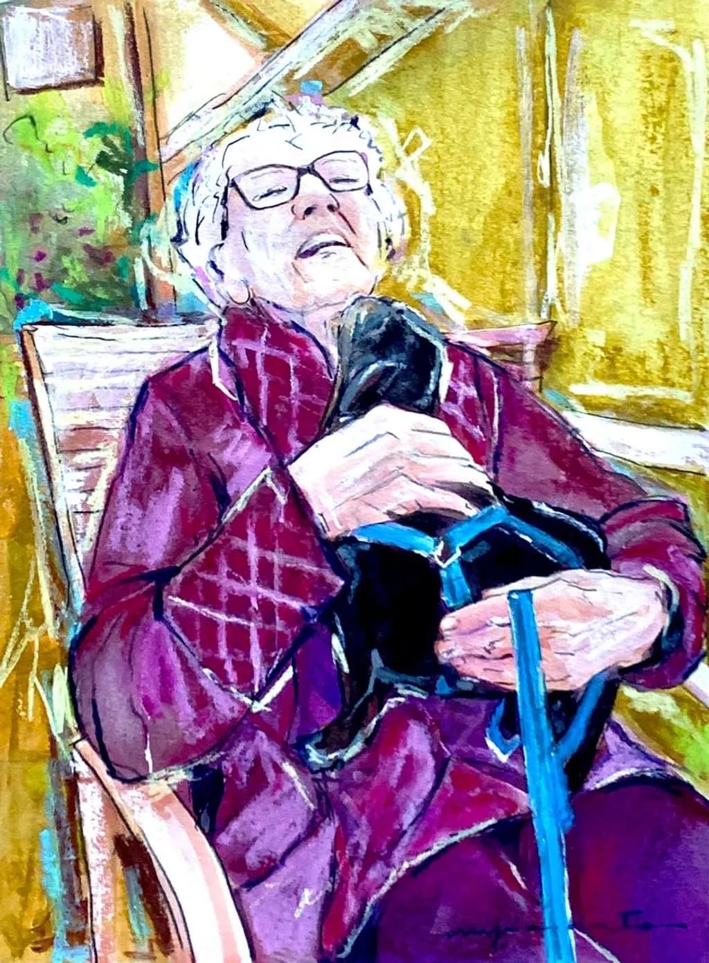 Elderly Woman with Dog