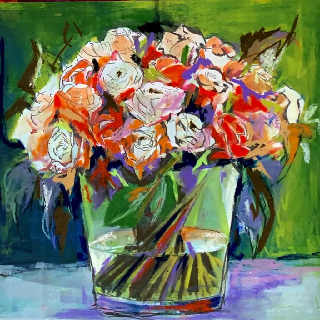 Glass Vase Roses