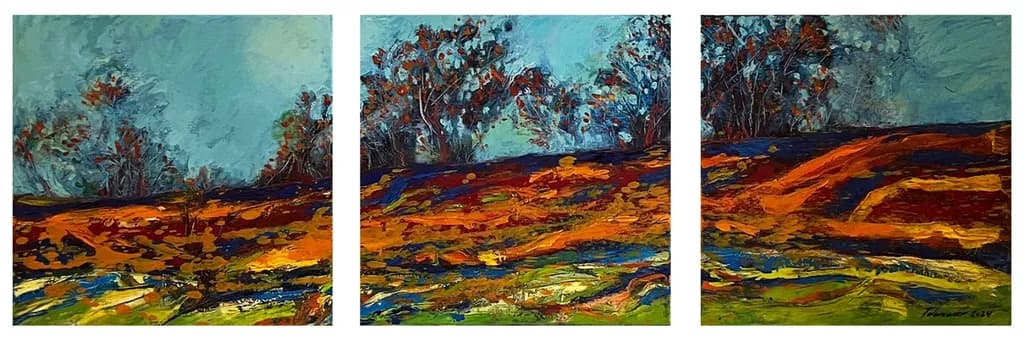 Crimson Horizon Triptych