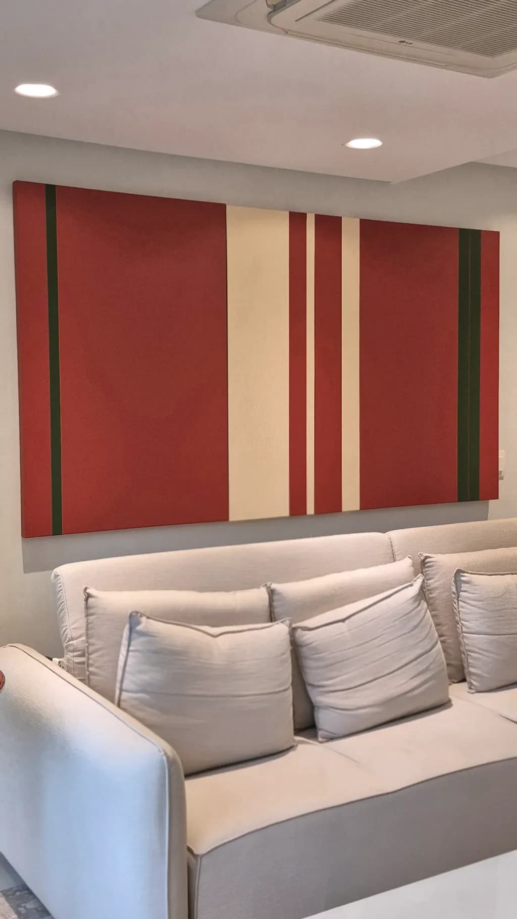 Vibrant Harmony: A Contemporary Canvas of Bold Stripes and Warm Tones