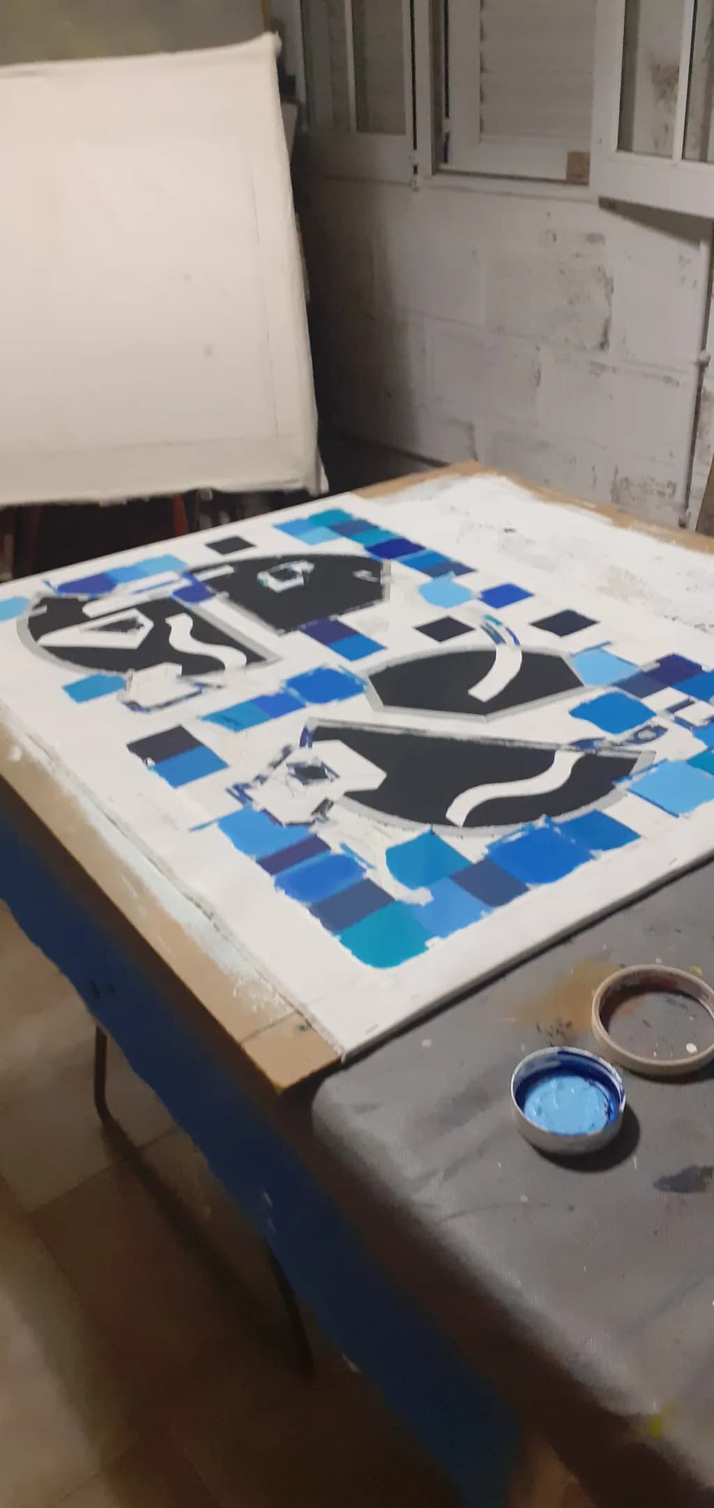 Blue and Black Canvas Painting