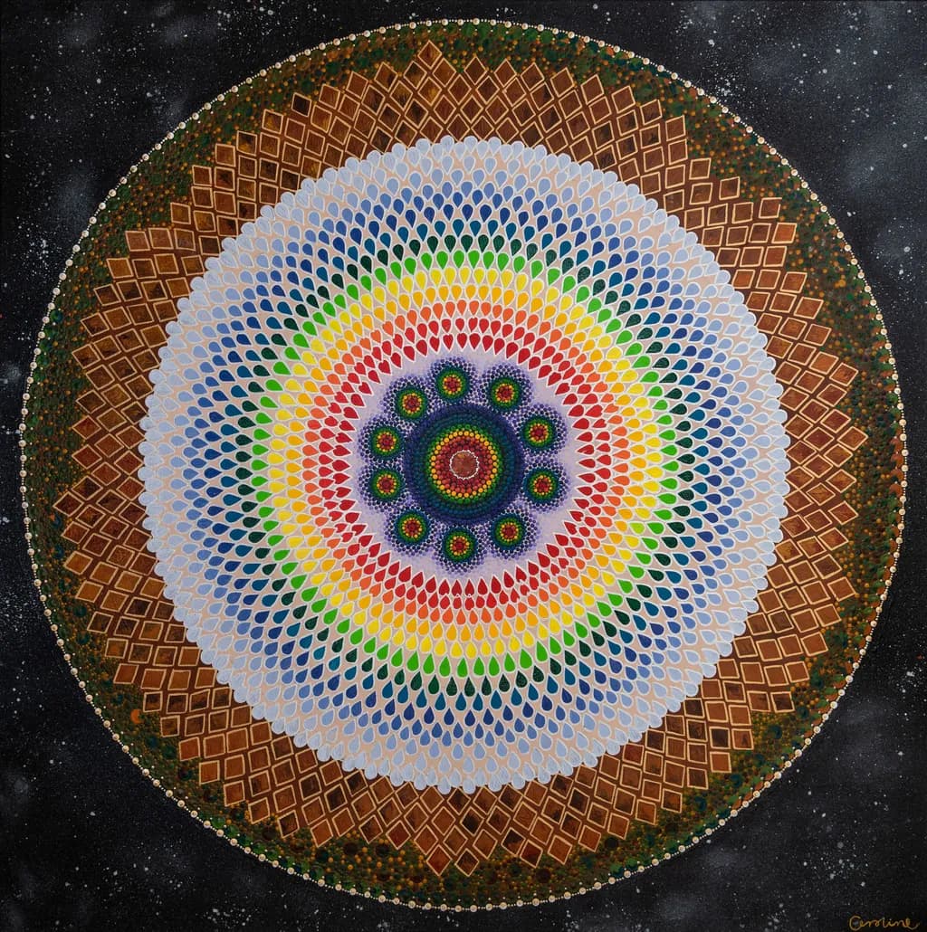 Vibrant Mandala: A Cosmic Dance of Colorful Geometric Patterns