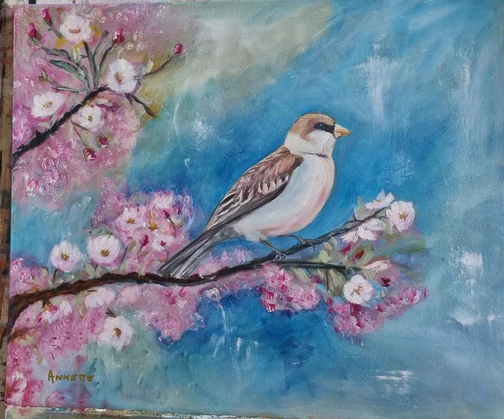 Whispers of Spring: A Sparrow's Serenade Amidst Cherry Blossoms