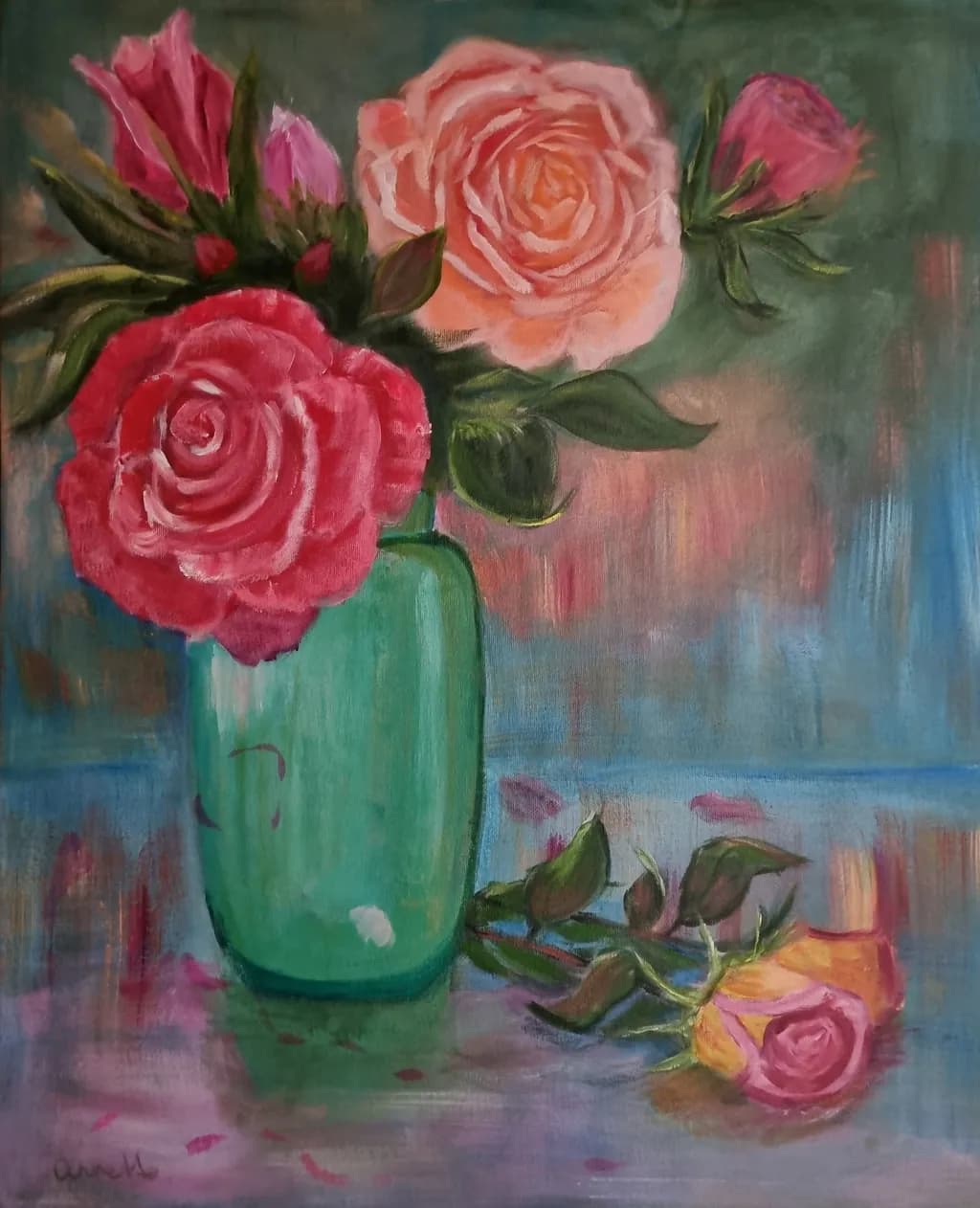 Green Vase Blooms