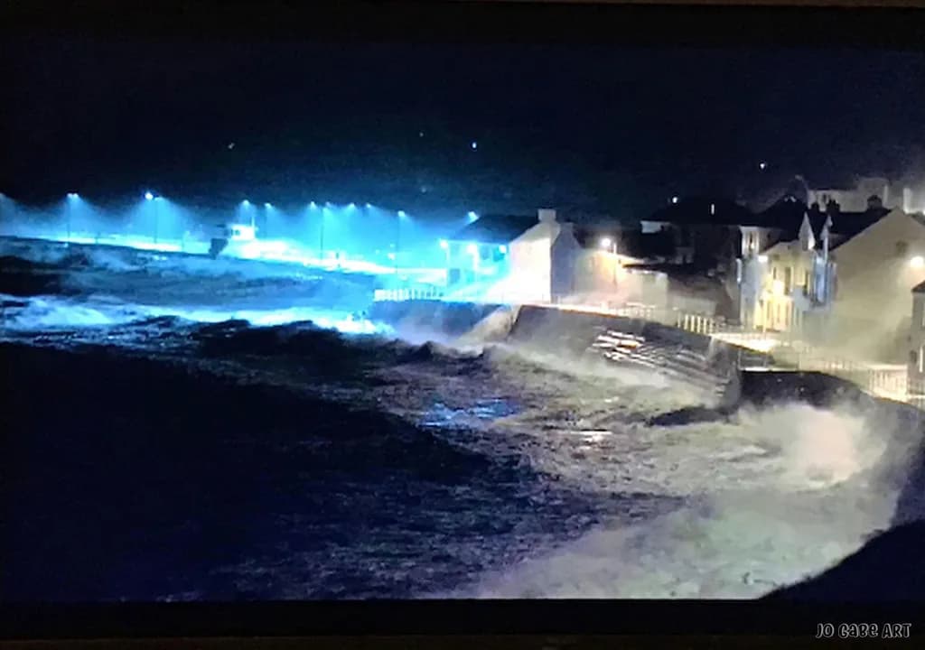 Night Coast Storm Waves