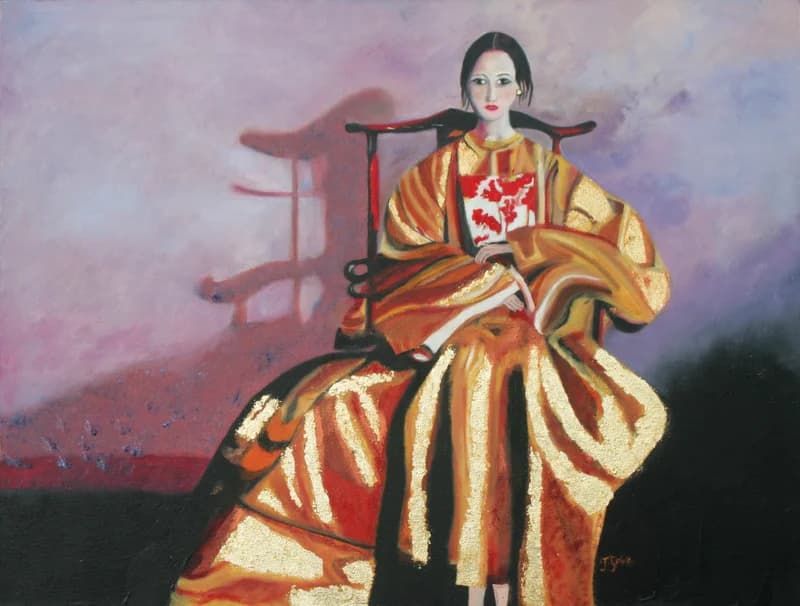 My Husbands Chair, Oil and Gold leaf on Canvas,