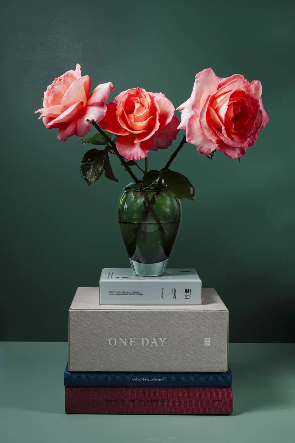 Peach Roses on Books