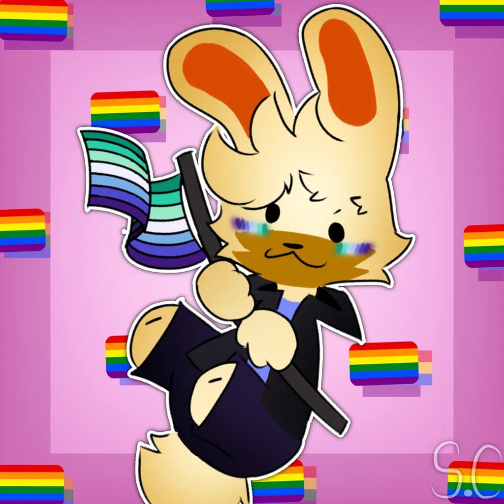 Rainbow Embrace: A Playful Bunny's Celebration of Pride and Joy