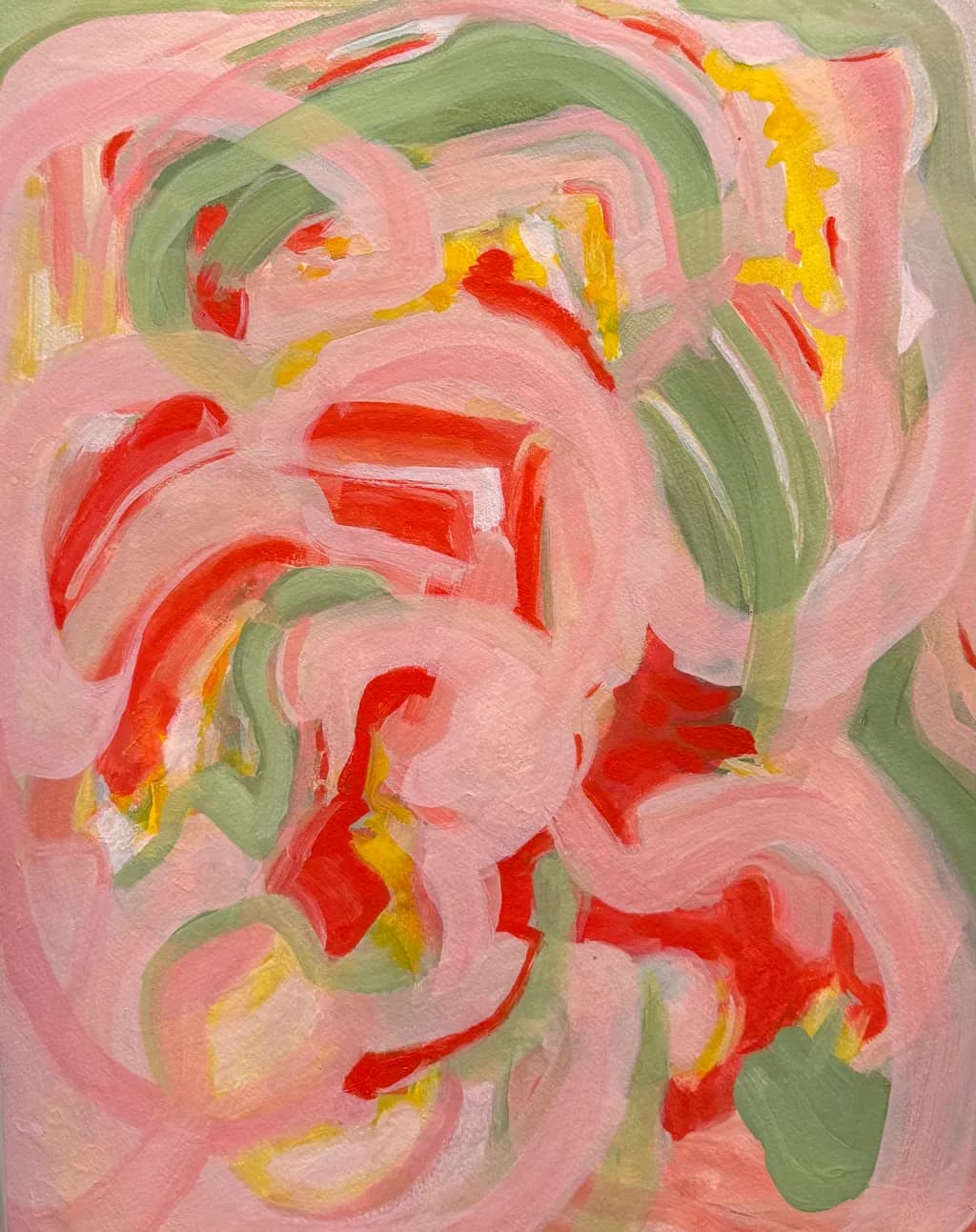 Whispers of Color: A Dance of Pink and Green Emotions
