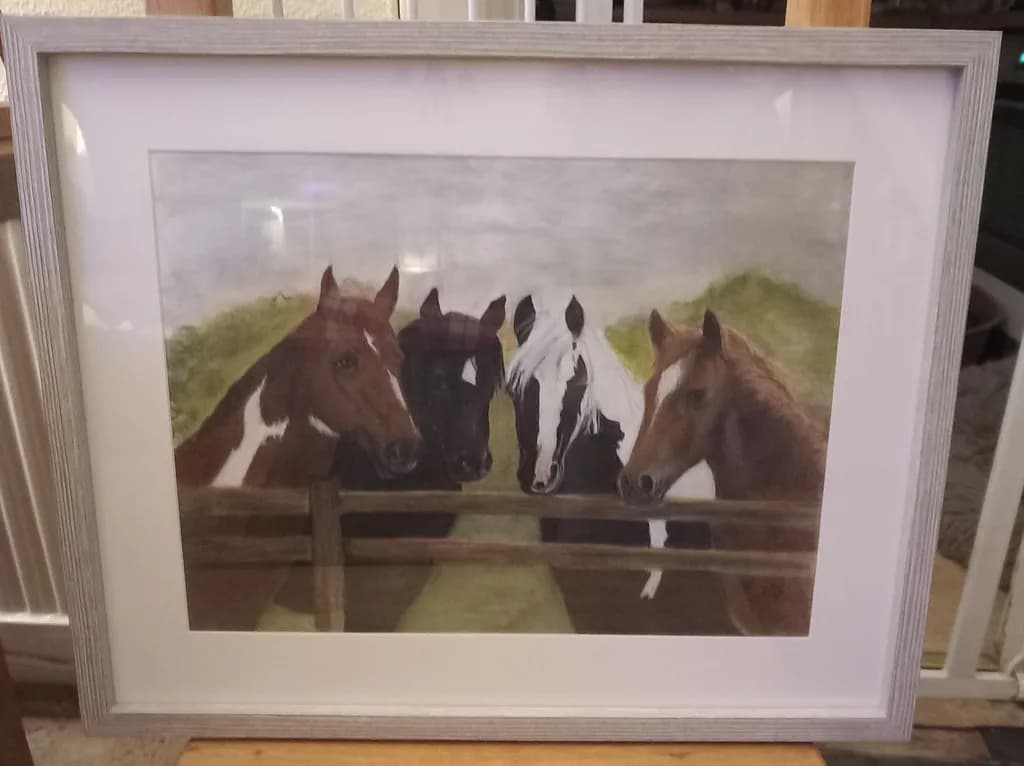 Four Horses at Fence