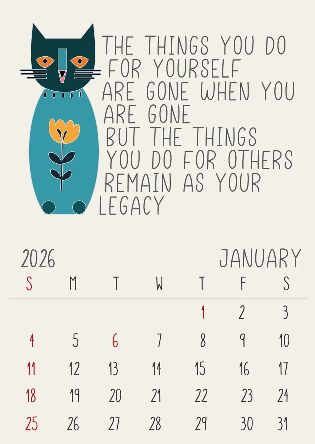 Cat Legacy Calendar