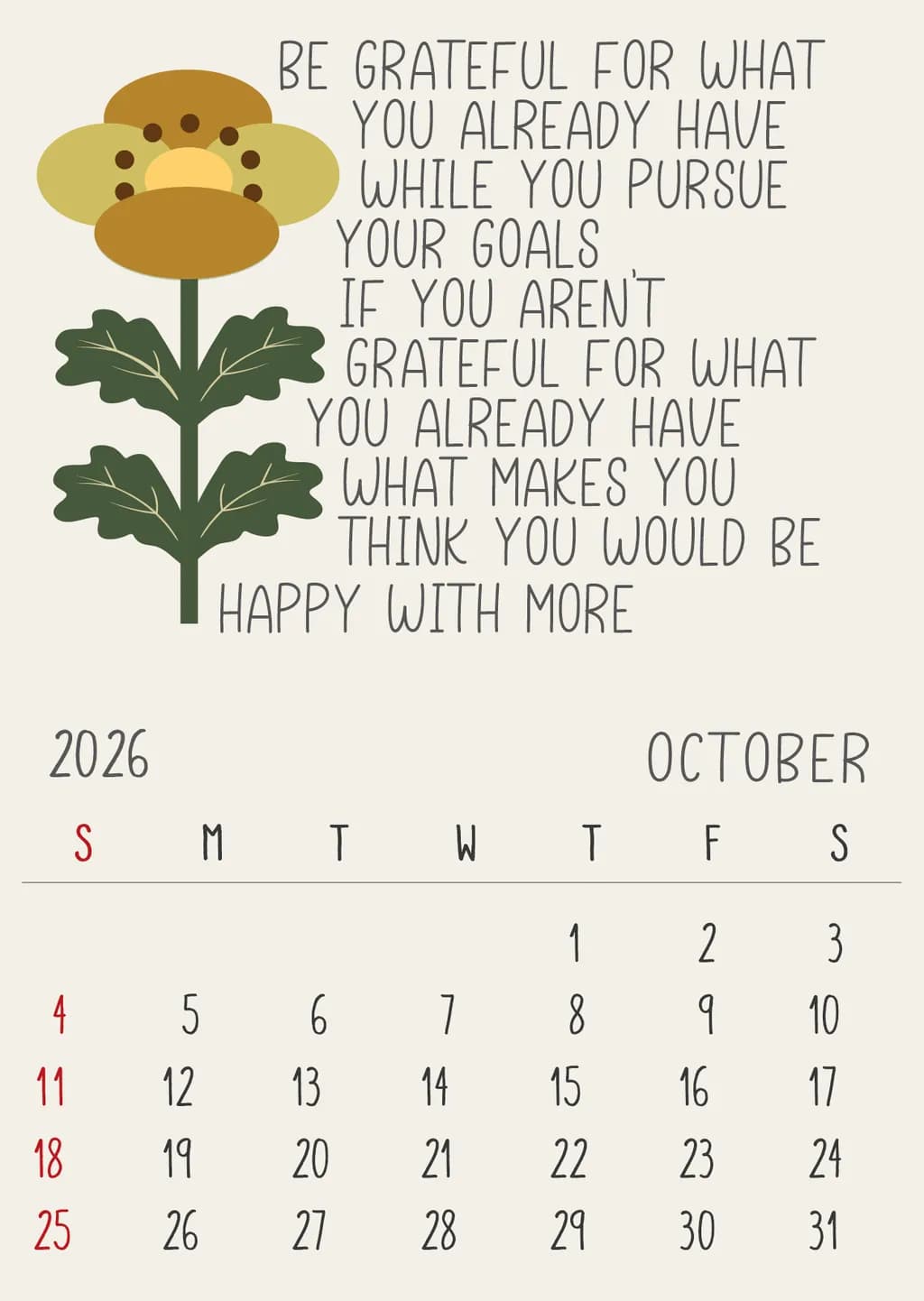 Gratitude Calendar 2026