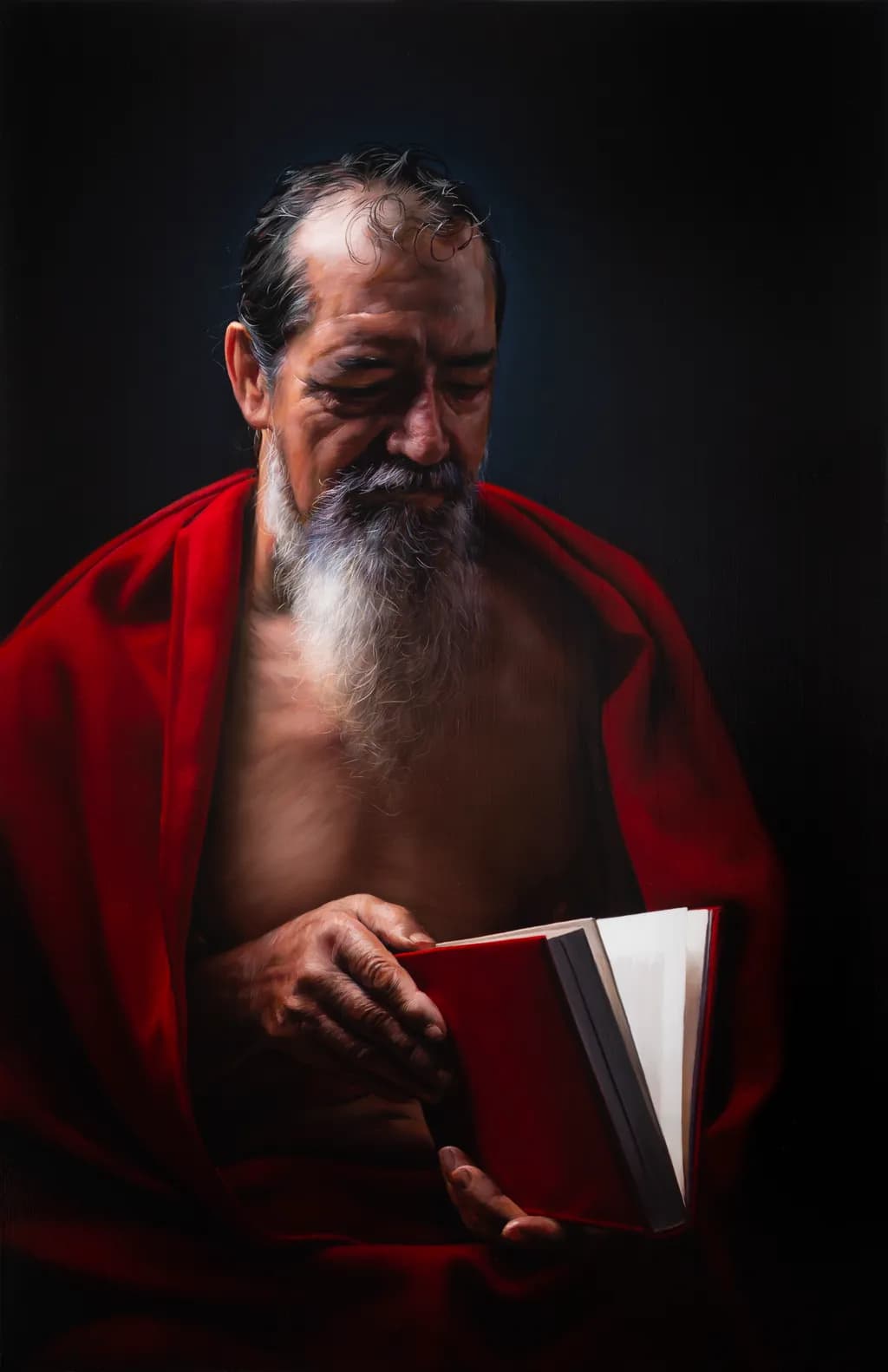 Wisdom in Solitude: A Portrait of Reflection and Knowledge