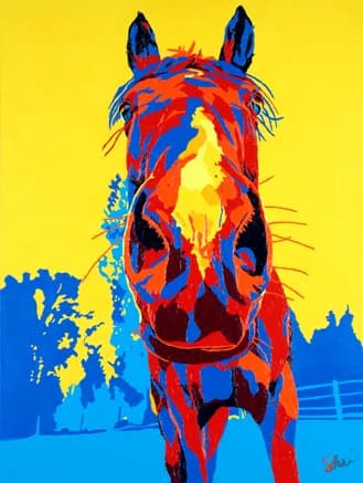Vibrant Equine Portrait: A Bold Fusion of Color and Spirit