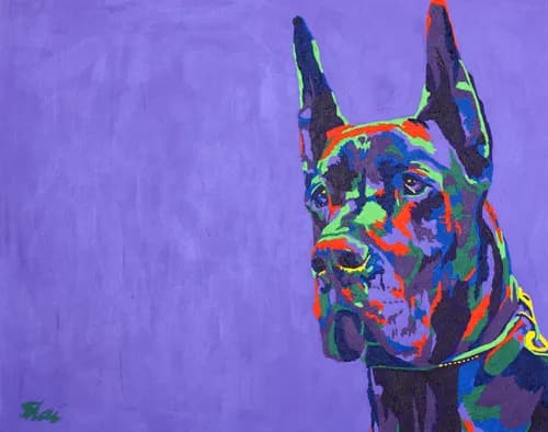 Vibrant Majesty: A Colorful Portrait of a Great Dane