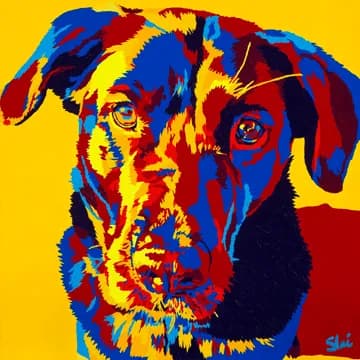 Vibrant Canine Portrait: A Colorful Expression of Loyalty and Love