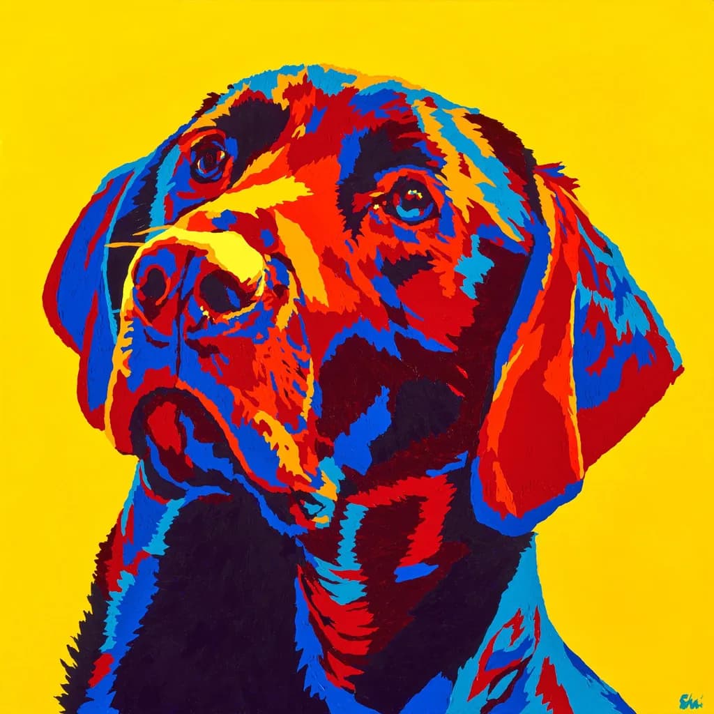 Vibrant Canine Majesty: A Colorful Tribute to the Loyal Companion