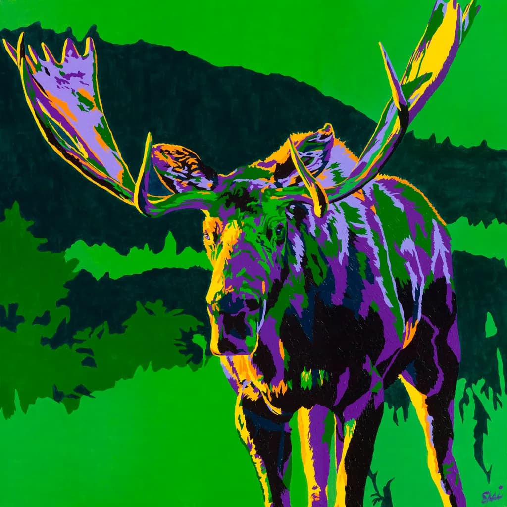 Vibrant Majesty: A Colorful Moose in Nature's Embrace