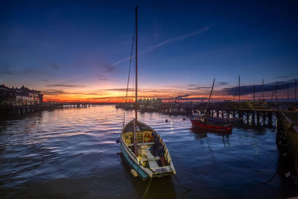 Harbor Boats at Sunset