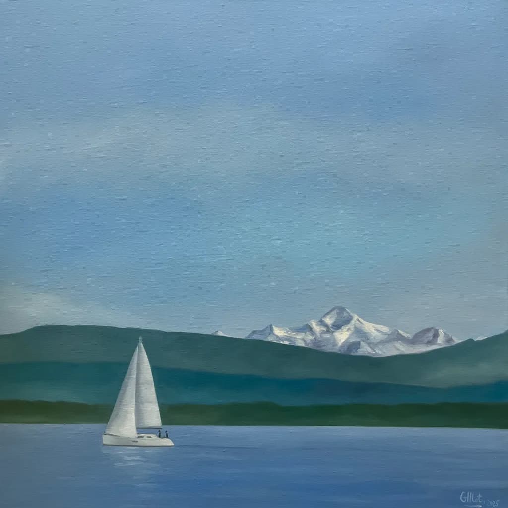 Sailboat on Mountain Lake