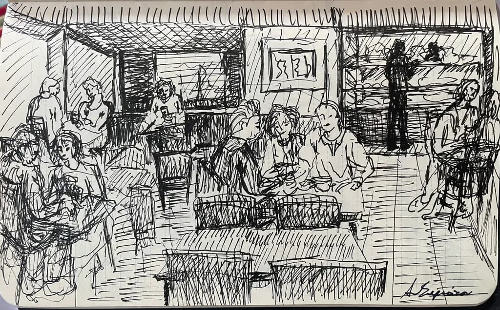 Café Conversations: A Monochrome Sketch of Human Connection in Everyday Life