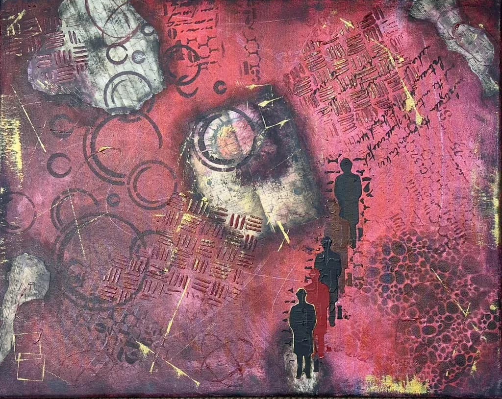 Crimson Echoes: An Abstract Journey Through Texture and Form