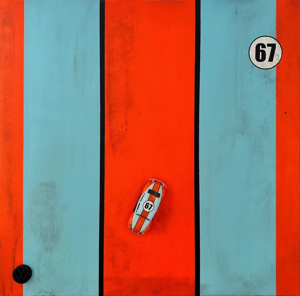 Sports Car Pop Art - No. 67 - Orange Light Blue Wall Art